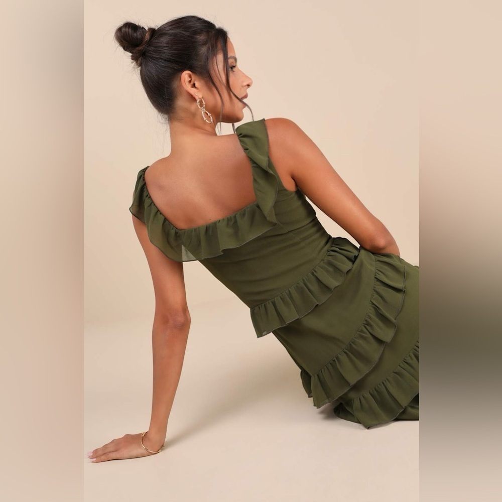 Lulus Compelling Romantic Olive Green Ruffled Tiered Maxi
Dress - Picture 2 of 5